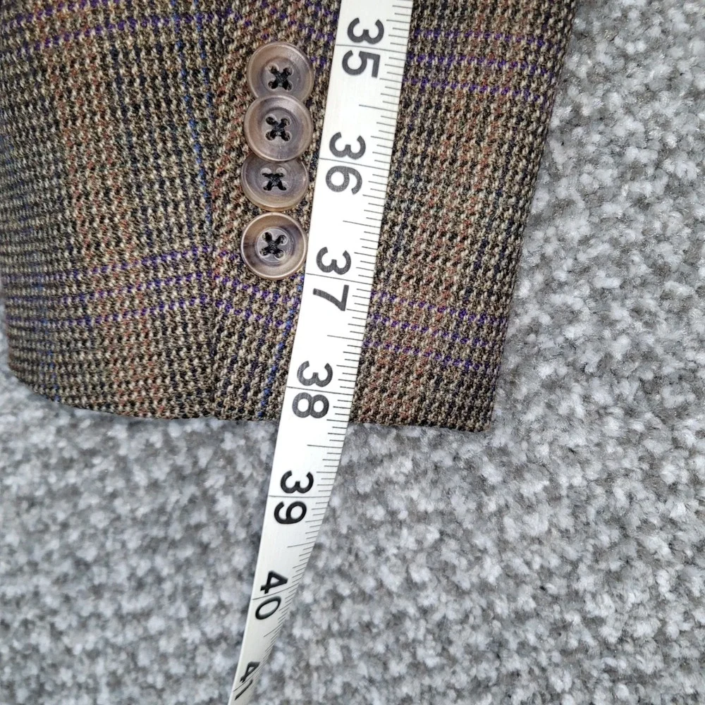 Cremieux Mens 52L Brown Plaid 100% Wool 2 Button Blazer Sport Coat Made Canada